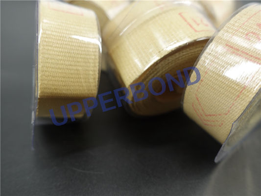 Создатель сигареты MK8 делая машину Garniture связывает желтые ленты тесьмой Aramid